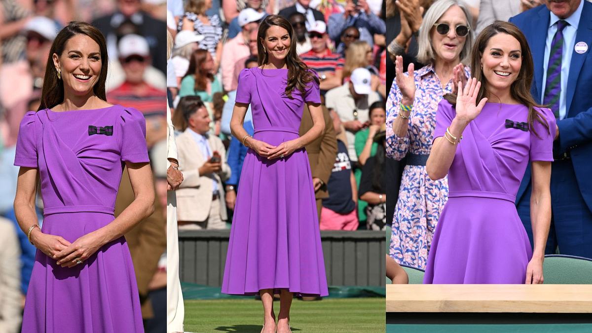 Kate in ihrem lila Kleid auf dem Tennis Finale