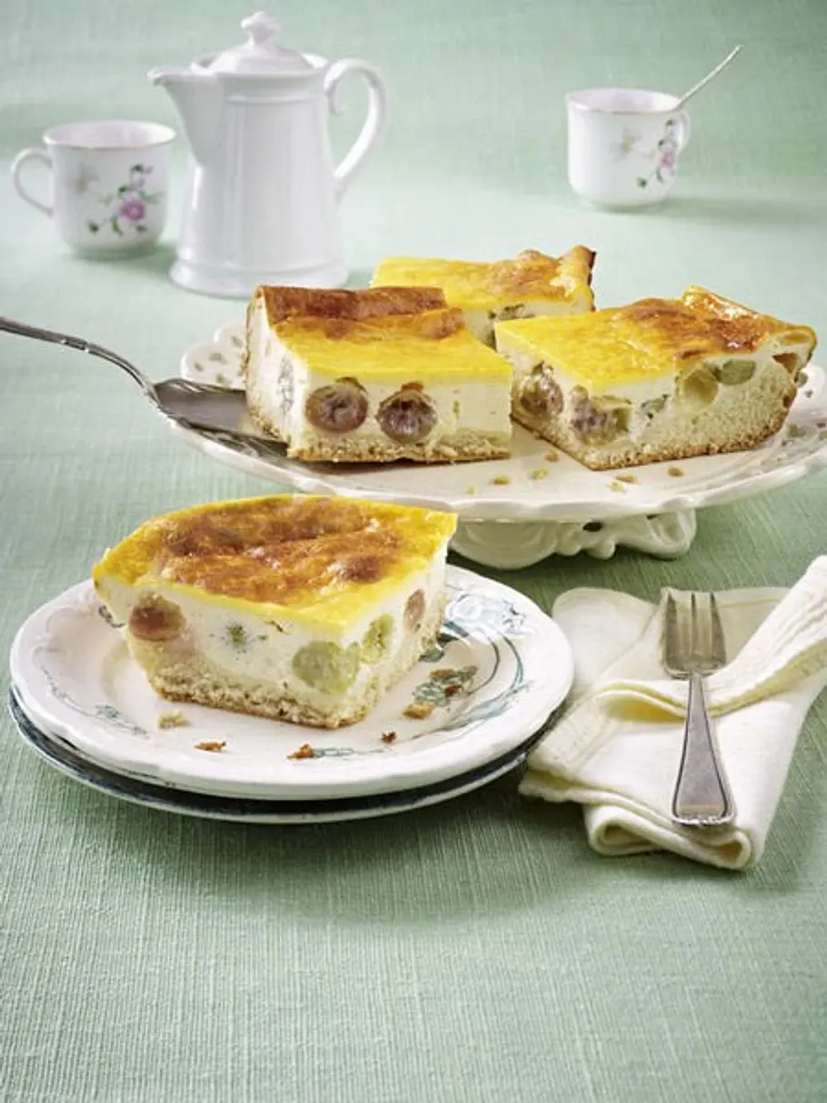 Eierschecke mit Stachelbeeren kuchen obst
