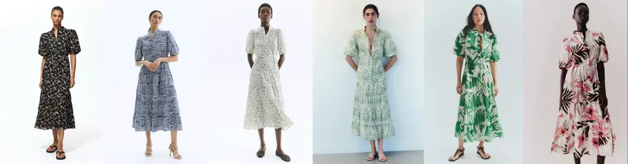 Langes Baumwollkleid von H&M getragen in allen 6 Farben. 