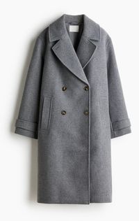 H & M - Zweireihiger Mantel - Grau
