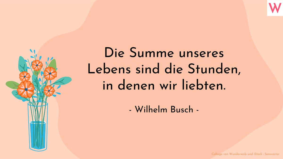 Die Summe unseres Lebens sind die Stunden, in denen wir liebten. (Wilhelm Busch)