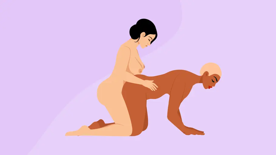 Grafik von zwei Frauen, die in Sex im Doggy Style haben.