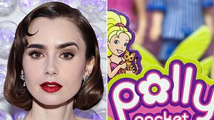 Lily Collins & Polly Pocket - Foto: Collage: Redaktion Wunderweib, Cindy Ord/MG23 / Kontributor / Getty Images, 	David Paul Morris / Freier Fotograf / Getty Images