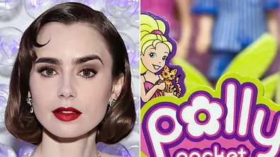 Lily Collins & Polly Pocket - Foto: Collage: Redaktion Wunderweib, Cindy Ord/MG23 / Kontributor / Getty Images, 	David Paul Morris / Freier Fotograf / Getty Images