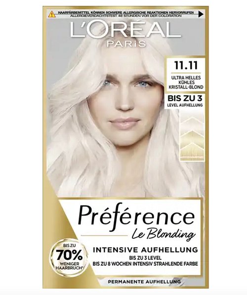 L'Oréal Paris Preference Coloration, 11.11, Ultra-Helles Kühles Kristall-Blond