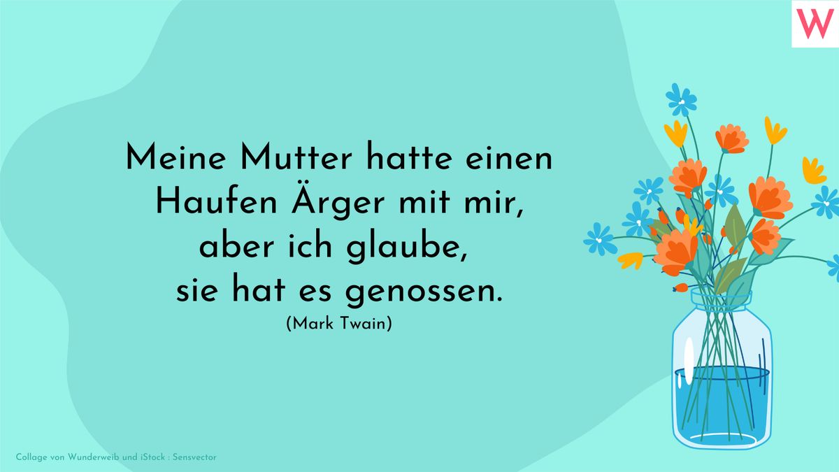 Meine Mutter hatte einen Haufen Ärger mit mir, aber ich glaube, sie hat es genossen.  Mark Twain