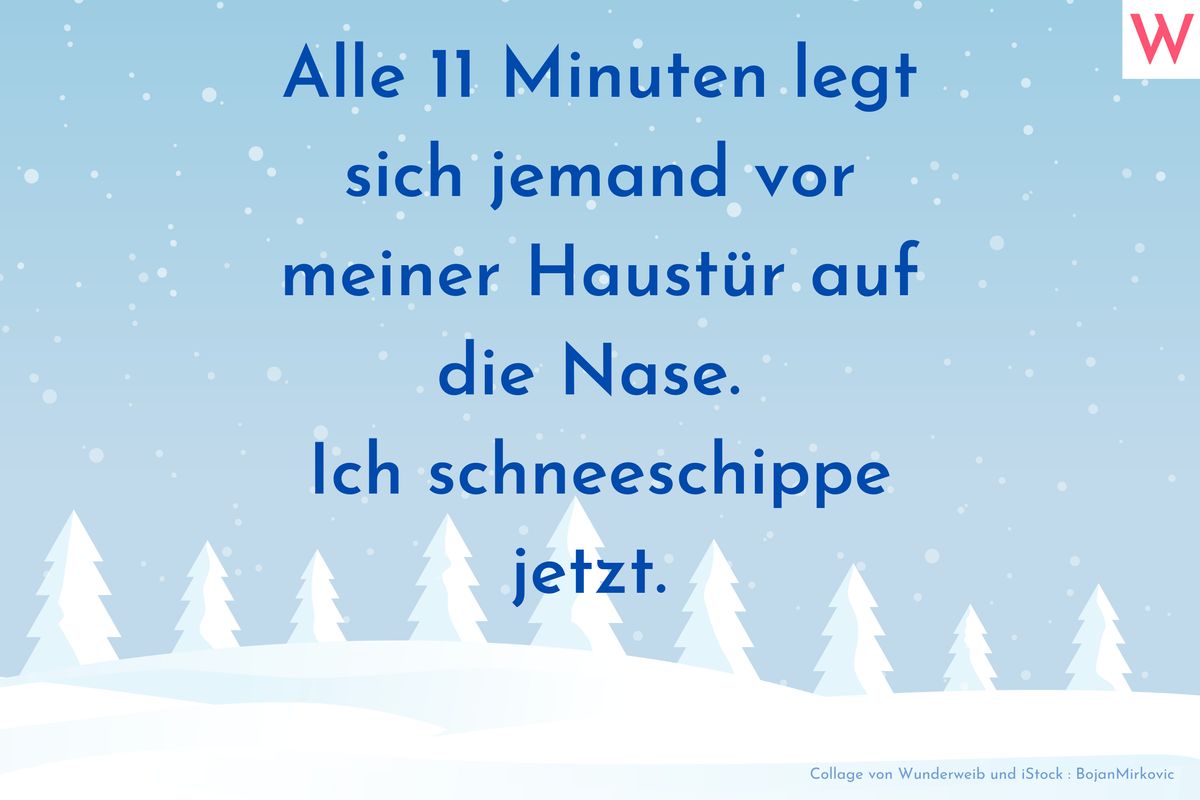 Alle 11 Minuten legt sich jemand vor meiner Haustür auf die Nase. Ich schneeschippe jetzt.