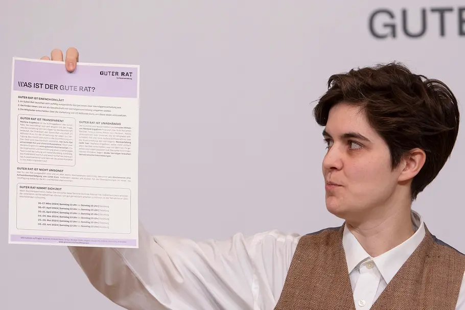 Marlene Engelhorn im Januar 2024 Marlene Engelhorn stellt den Guten Rat vor