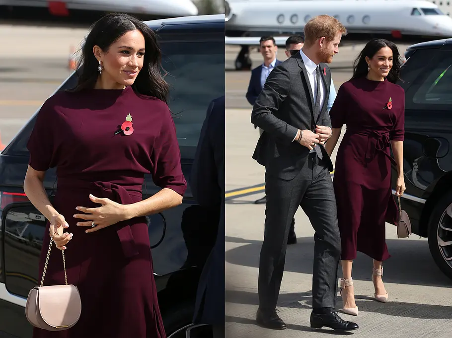 Meghans Schwangerschaftslook in Bordeaux Meghan Markle überzeugt auch in ihrer Schwangerschaft mit tollen Outfits und einem besonderen Style.