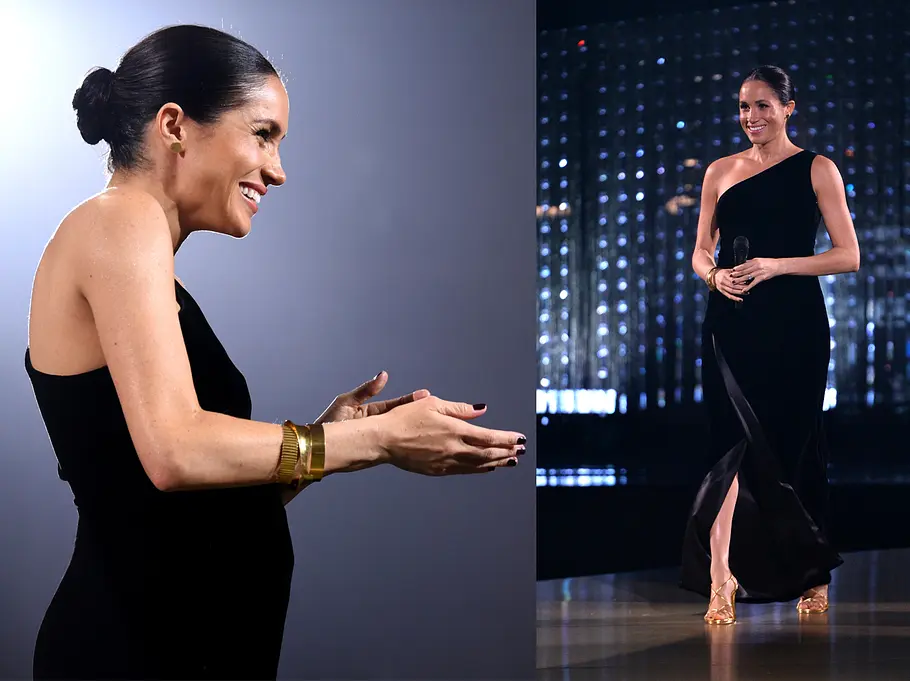 Elegante Asymmetrie Meghan Markle überzeugt auch in ihrer Schwangerschaft mit tollen Outfits und einem besonderen Style.