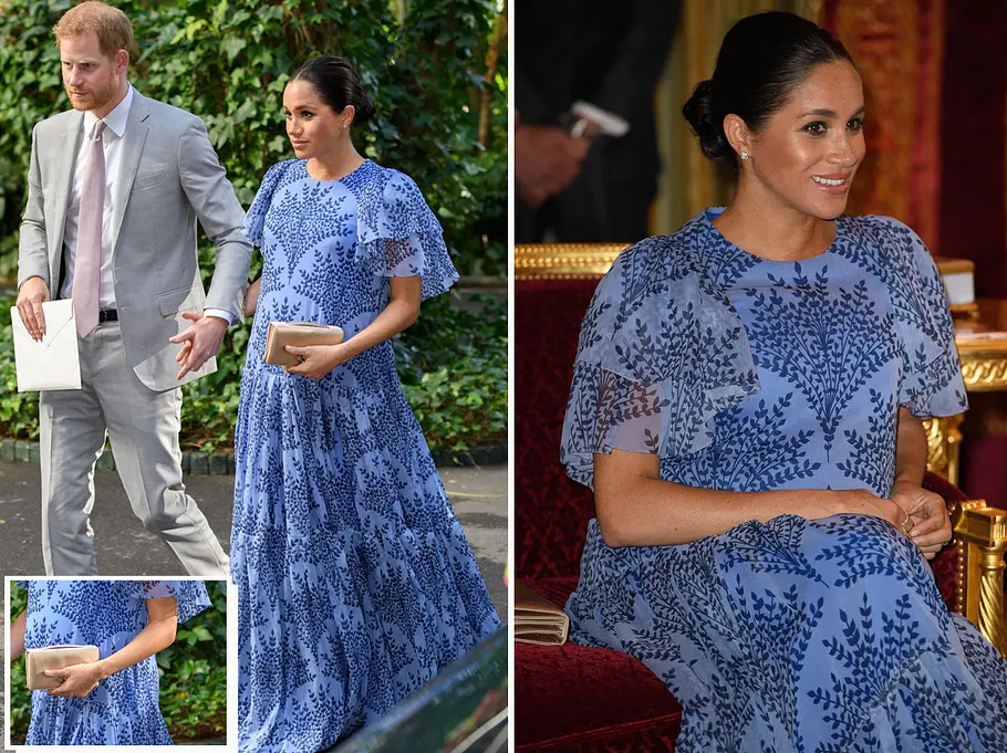 Bezaubernd in Blau Meghan in Marroko: Kleid von Herrera