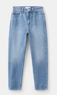 Mom-Jeans mit hohem Bund Mom2000 mittelblau