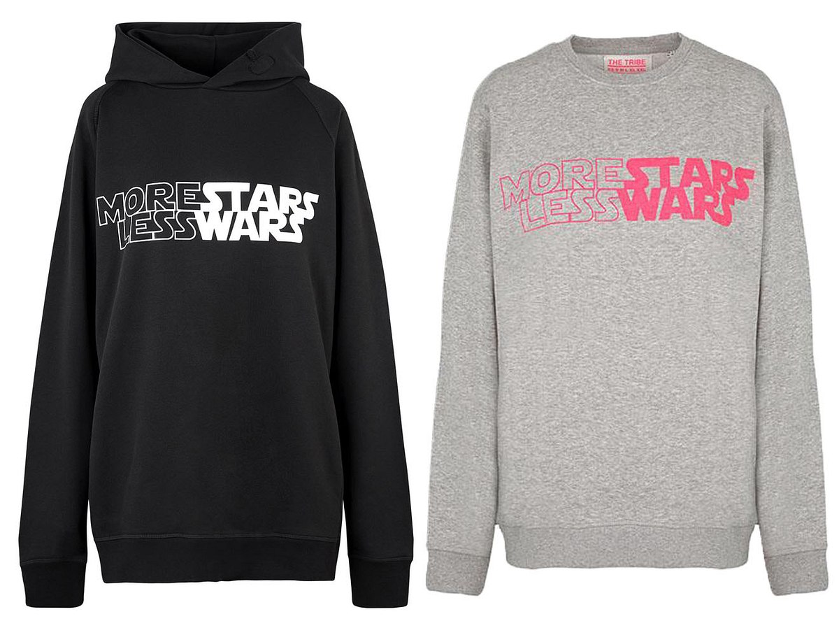 „More Stars Less Wars“-Hoodie von The Tribe - Designs, die schöne Botschaften nicht nur tragen, sondern verkörpern.