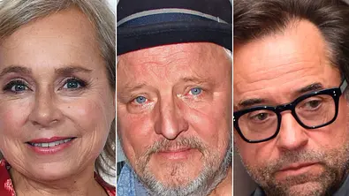 ChrisTine Urspruch, Axel Prahl, Jan Josef Liefers - Foto: Collage: Redaktion Wunderweib, Tristar Media / Kontributor / Getty Images, Tristar Media / Kontributor / Getty Images, Adam Berry / Freier Fotograf / Getty Images