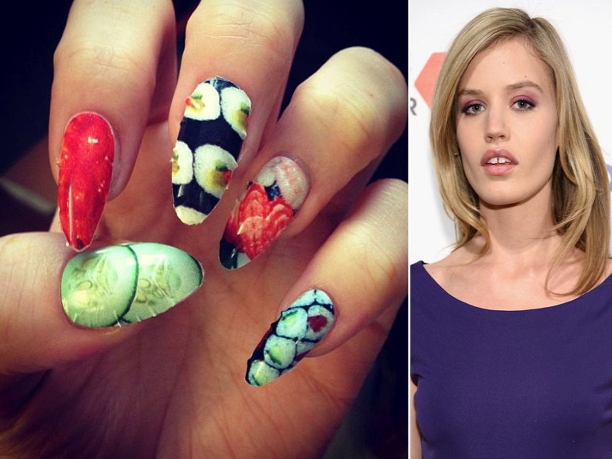 nageldesign bilder georgia may jagger mit sushi nailart