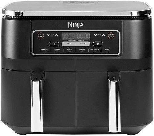 NINJA Heißluftfritteuse Foodi Dual Zone AF300EU, 2400 W, je 0,9 kg Kapazität incl. 2x Knusperblech