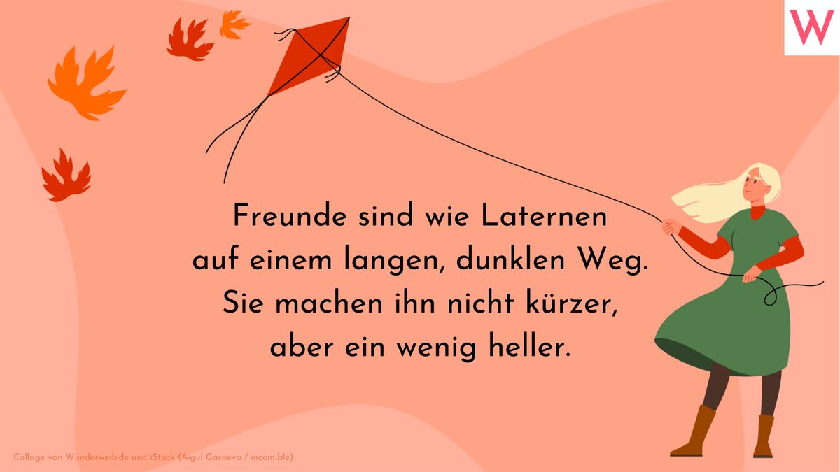 Freunde sind wie Laternen auf einem langen, dunklen Weg. Sie machen ihn nicht kürzer, aber ein wenig heller.