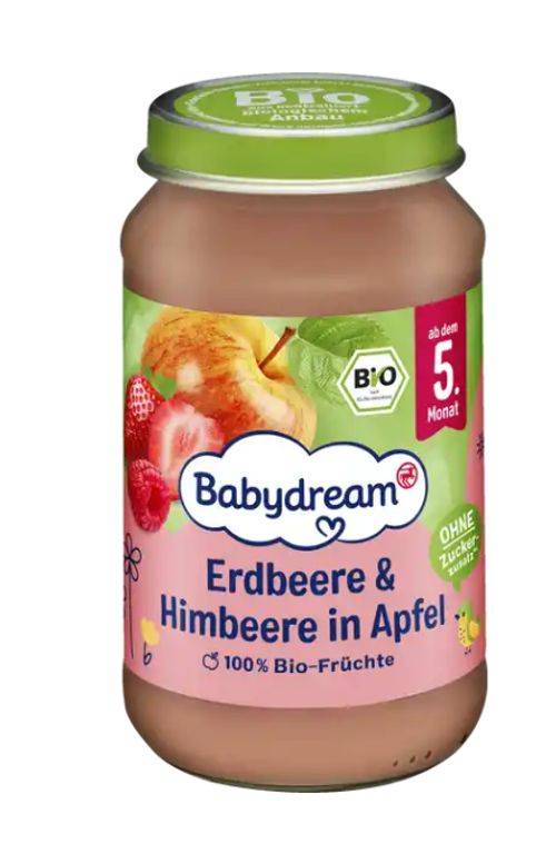 Bio-Erdbeere und Himbeere in Apfel Babydream