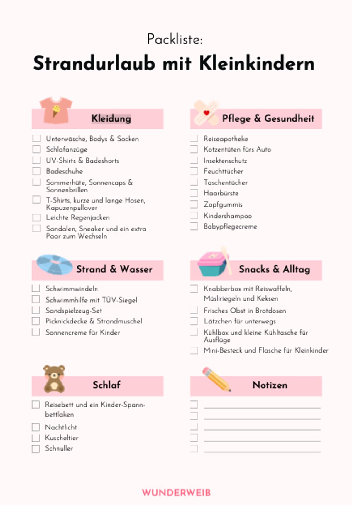 Packliste Strandurlaub mit Kleinkindern Packliste Strandurlaub mit Kleinkindern
