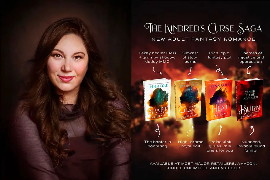 Autorin Penn Cole und ihre „Kindred's Curse Saga“-Buchreihe.