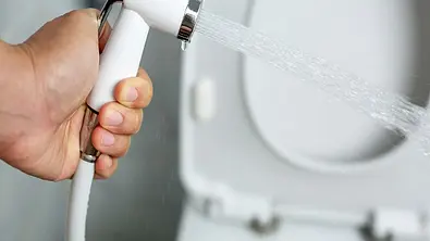 Po-Dusche vor Toilette - Foto: iStock/Rattankun Thongbun