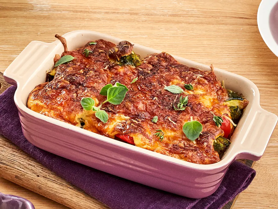 Quarkauflauf Low Carb mit Mozzarella überbacken