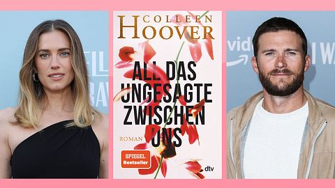 Allison Williams und Scott Eastwood und das Buchcover von Colleen Hoovers All das Ungesagte zwischen uns. - Foto: IMAGO / MediaPunch; dtv; IMAGO / Depositphotos (Collage Wunderweib)