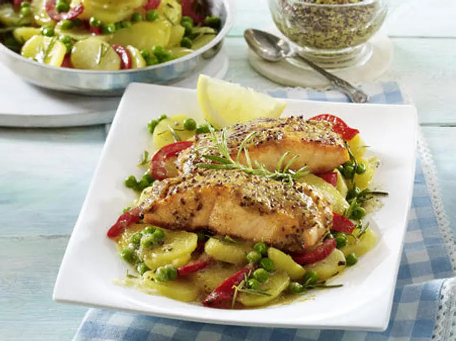 Rezept zum Abnehmen: Lachsfilet mit Senfkruste rezepte abnehmen