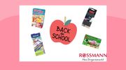 Collage mit Rossmann-Logo und Schulzubehör und Spielsachen von bekannten Marken - Foto: Collage/Wunderweib.de