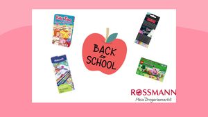 Collage mit Rossmann-Logo und Schulzubehör und Spielsachen von bekannten Marken - Foto: Collage/Wunderweib.de