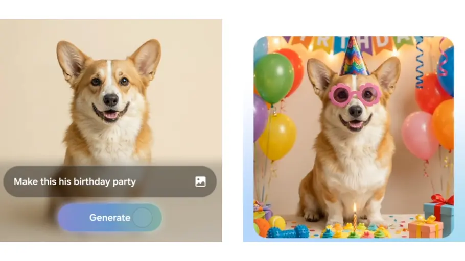 KI-Bildbearbeitung des Samsung Galaxy S26 verändert Hunde-Foto per Textbefehl 