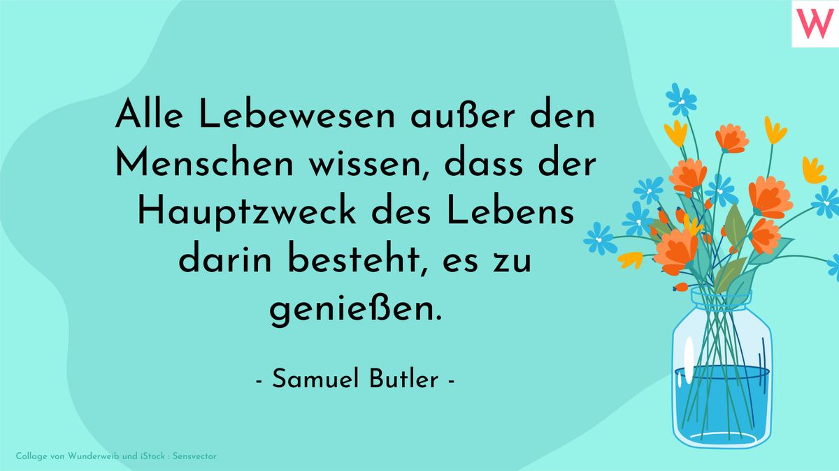 Alle Lebewesen außer den Menschen wissen, dass der Hauptzweck des Lebens darin besteht, es zu genießen. (Samuel Butler)