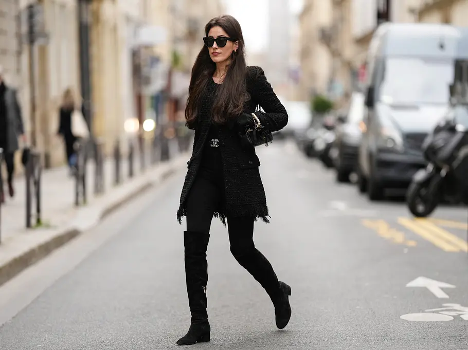 Schickes Outfit in Black Denim mit Overknees Schickes Outfit in Black Denim mit Overknees.