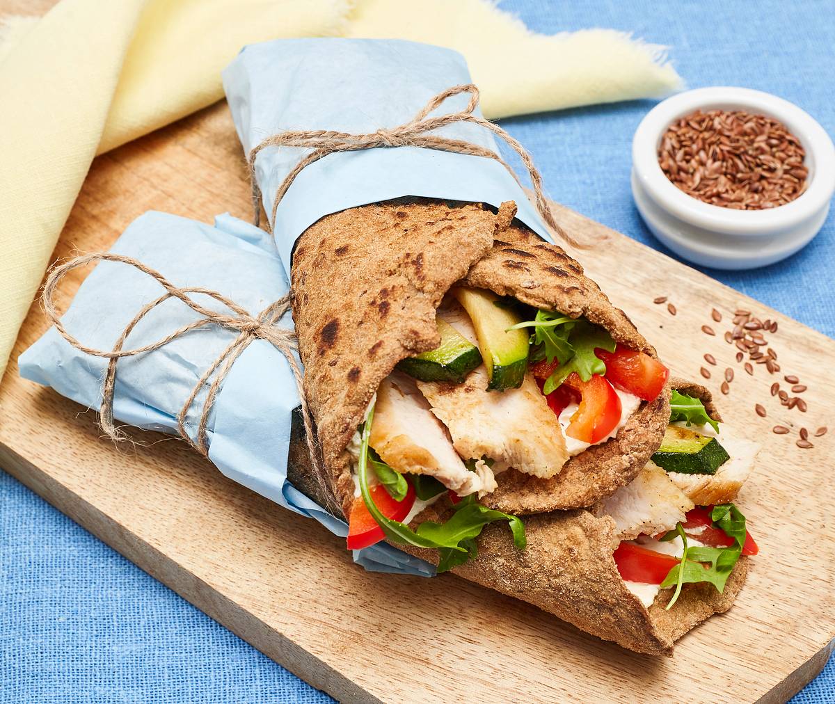 Schnelles Eiweiß Rezept für Leinsamen-Chicken-Wraps