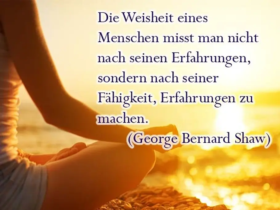 Die Weisheit eines Menschen misst man nicht nach seinen Erfahrungen, sondern nach seiner Fähigkeit, Erfahrungen zu machen. Die Weisheit eines Menschen misst man nicht nach seinen Erfahrungen, sondern nach seiner Fähigkeit, Erfahrungen zu machen.