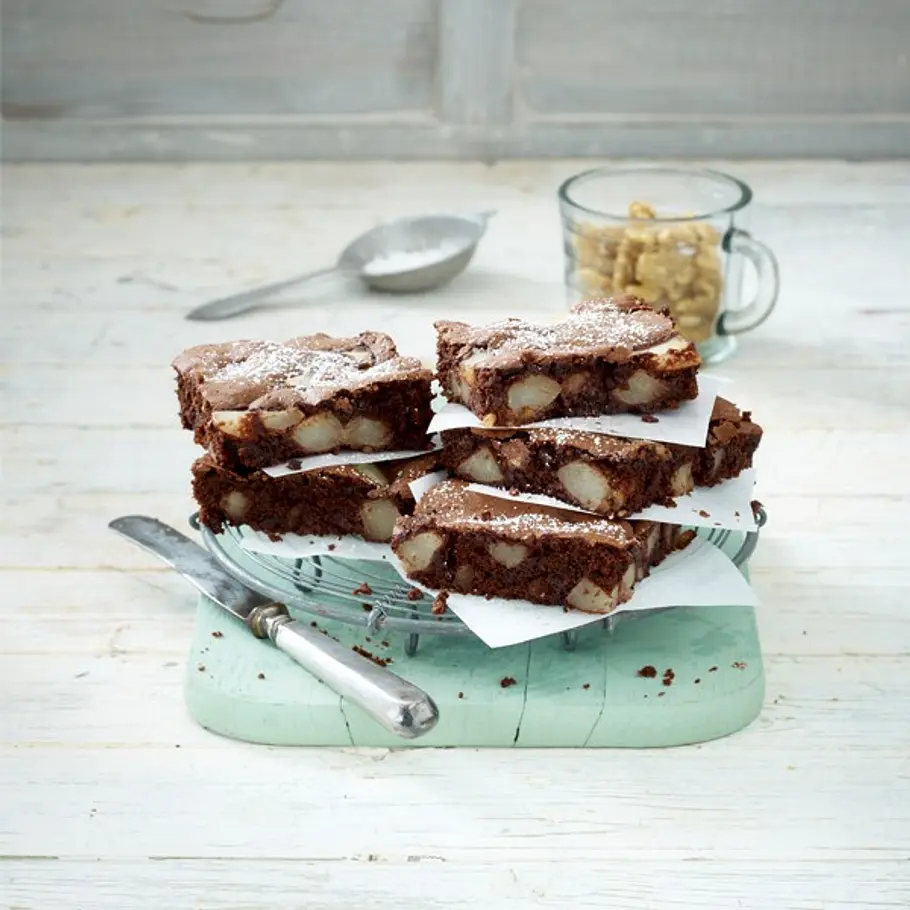 Herbstliche Birnen-Walnuss-Brownies schoko nuss