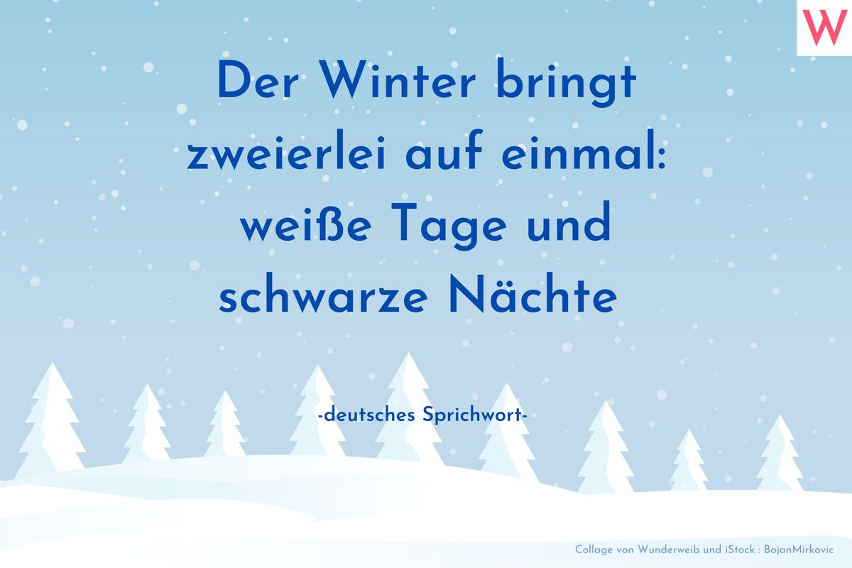 Der Winter bringt zweierlei auf einmal: weiße Tage und schwarze Nächte. (Deutsches Sprichwort)