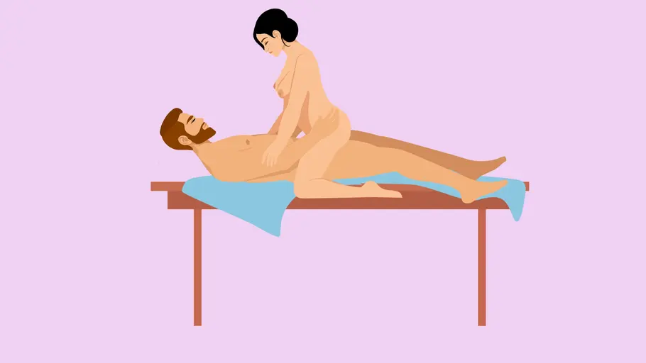 Sex auf dem Tisch: Reiterstellung