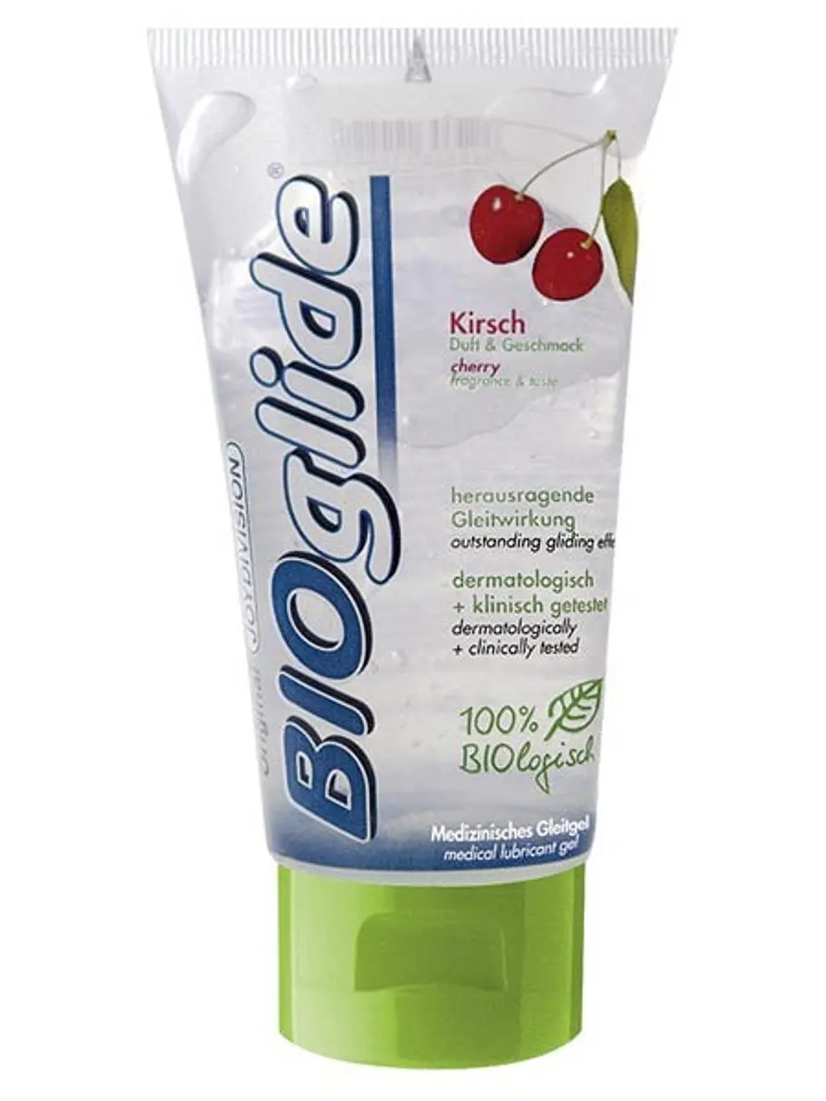 Gaumenfreuden! Der Trend zu Bio-Produkten steigt mehr und mehr - auch beim Sexspielzeug. Das 100% biologische und vegane BIOglide-Gleitgel wurde speziell zur sanften Unterstützung der vaginalen Feuchtigkeit entwickelt. (BIoglide Kirschduft und -geschmack sextoys frau