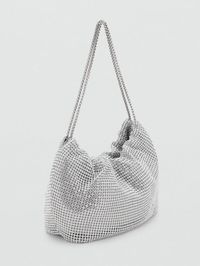 Schultertasche mit Strasssteinen silber