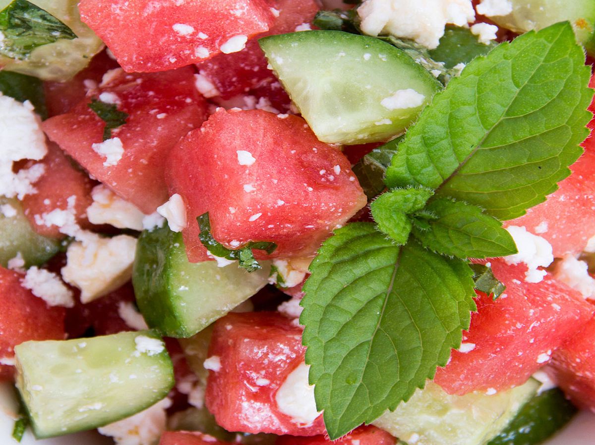 Feta und Wassermelone machen sich gut auf dem Raclette!