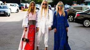 Drei Frauen in Sommeroutfits nebeneinander auf der Straße. - Foto: IMAGO / Runway Manhattan Drei Frauen in Sommeroutfits nebeneinander auf der Straße. - Foto: IMAGO / Runway Manhattan