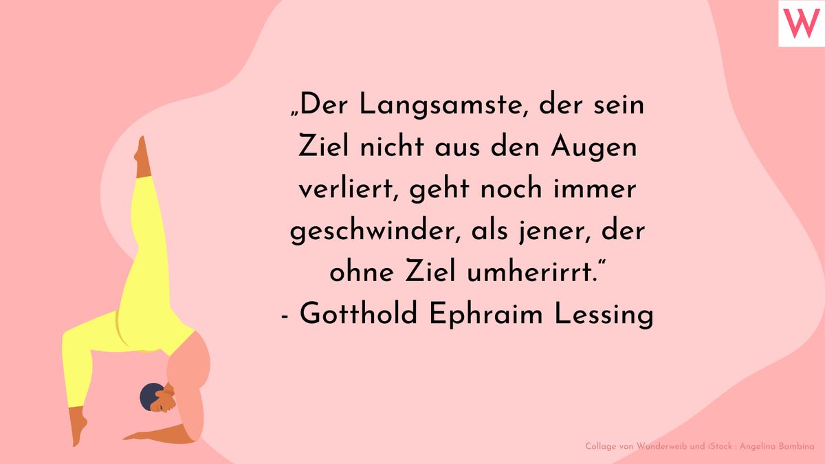 Der Langsamste, der sein Ziel nicht aus den Augen verliert, geht noch immer geschwinder als jener, der ohne Ziel umherirrt. (Gotthold Ephraim Lessing)