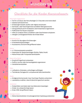 Ckeckliste Kinder-Karnevalsparty Ckeckliste Kinder-Karnevalsparty