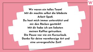 Wir waren ein tolles Team! Mit dir machte selbst die blödeste Arbeit Spaß! Du hast mich immer unterstützt und mir den Rücken gestärkt. Mit dir habe ich am liebsten meinen Kaffee getrunken. Die Pause war wie ein Kurzurlaub. Danke für deine warmherzige Art und eine unvergessliche Zeit! - Foto: Redaktion Wunderweib