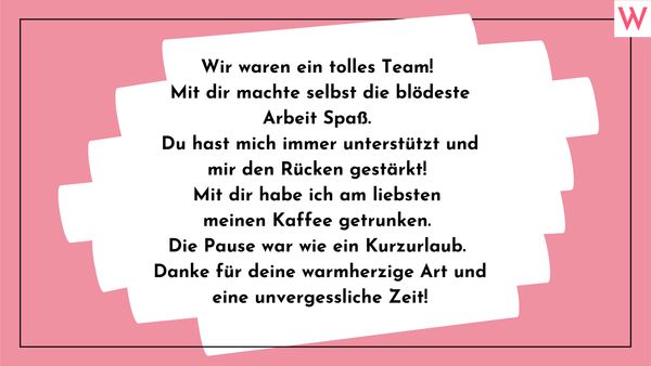 Wir waren ein tolles Team! Mit dir machte selbst die blödeste Arbeit Spaß! Du hast mich immer unterstützt und mir den Rücken gestärkt. Mit dir habe ich am liebsten meinen Kaffee getrunken. Die Pause war wie ein Kurzurlaub. Danke für deine warmherzige Art und eine unvergessliche Zeit! - Foto: Redaktion Wunderweib