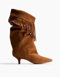 Velourslederstiefel mit Fransen