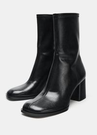 Zara - Stiefelette Mit Blockabsatz - Schwar