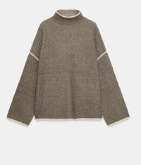 Strickpullover mit Kontrast-Paspeln