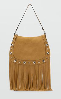 Rauledertasche mit Fransen und Nietendetails